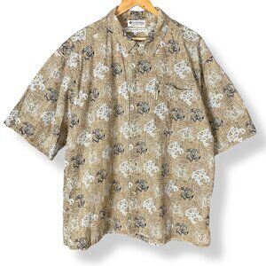 Vintage 90s‎ Columbia Sportswear Shirt Men Button-Up Crab Pattern Hawaiian XL